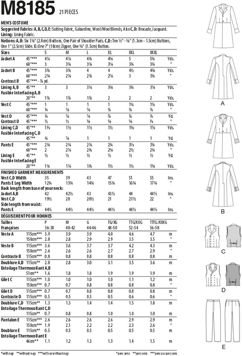 McCall's Men's Costume, Victorian Gentleman Sewing Pattern Kit, Code M8185, Sizes X-Large, XX-Large, 3X-Large, Multicolor...