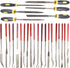 26Pcs Needle File Set, 6Pcs 140mm Wood Rasp Hand Metal File Tools + 10Pcs 140mm Mini Diamond Needle File Set + 10Pcs 140mm Mini Diamond Riffler Ne...