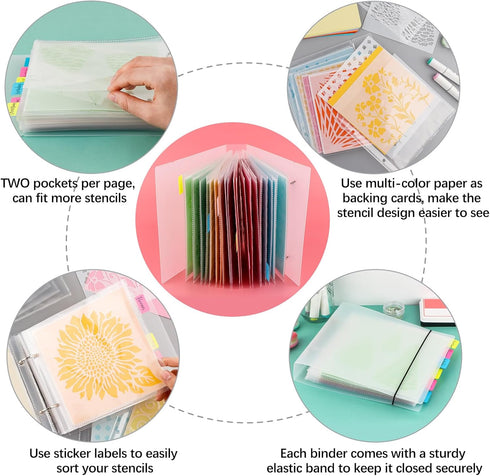 111 Pages1Sets 6x6"Cookie Stencil Storage Binder Die Cut and Stamp Storage Folder Baking Stencil Organizer Scrapbooking Cutting Dies Stencil Stora...