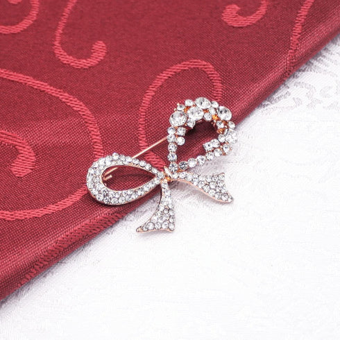 2-Piece Set Luxury Rhinestone Bow Brooch Hijab Pins for Wedding Bouquet Christmas Party Valentine's Day Gift for Women Men Bridal Wife Mom...
