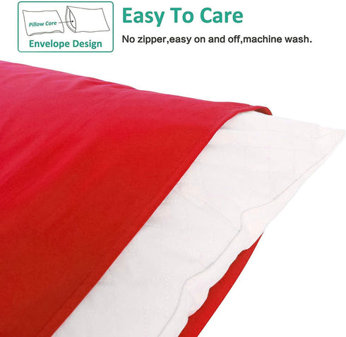 NTBAY Standard Pillowcase Set - 2 Pack Brushed Microfiber 20x26 Pillowcases - Soft, Wrinkle-Free, Fade-Resistant, Stain-Resistant, Red Pillowcases...