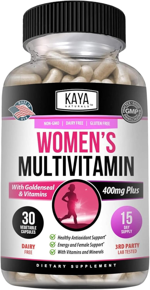 Kaya Naturals Women's Multivitamin, Overall Healthy Antioxidant, and Immune Support, Vitamins A, D, C, E, Biotin, Folic Acid, & Multi-Mineral, Ene...