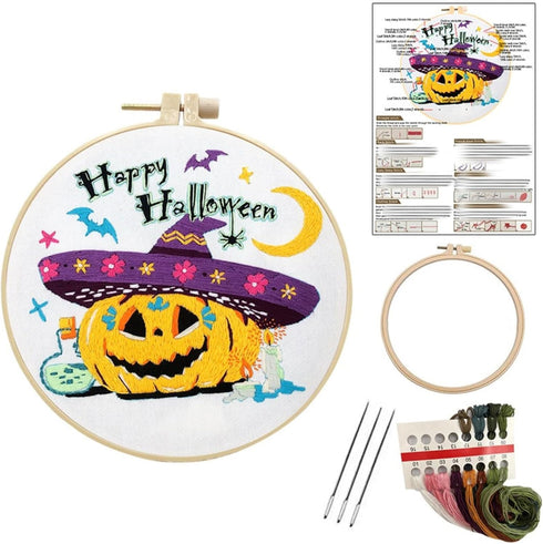 Liveish Halloween Embroidery Kits, Embroidery kit for beginners adults,embroidery kits for beginners with Patterns and Instructions.(Halloween Pum...