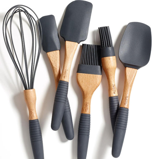 Baking Utensils Set 6 Pieces - Spatula Set for Baking - Baking Essentials 3 Spatula, 2 Pastry Brush, 1 Whisk - Spatulas Silicone Heat Resistant - ...