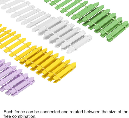 MECCANIXITY Miniature Garden Fence, 35 Inch Long Wood Ornament Wooden Decorative Picket Fence for DIY Crafts Project,Light Green, Deep Purple, Yel...