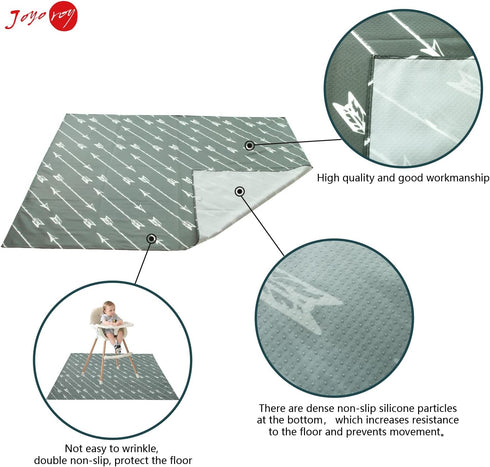 Joyo roy 135x140 cm Baby Floor Mat Splat Mat High Chair Mat Waterproof Mat Play Mat for Toddlers Splat Mat for Under High Chair Kids Placemats for...