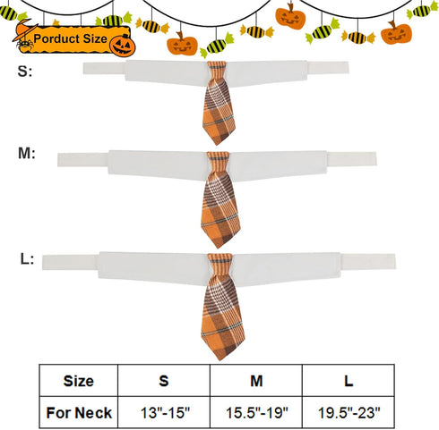 ADOGGYGO Fall Dog Necktie Pet Tuxedo Halloween Thanksgiving Dog Neck Tie Collar with Orange Plaid Tie for Medium Dogs Pets (Medium, Orange)...