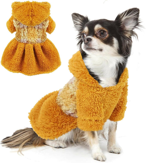 Dog Sweater Dresses, Fashion Pet Dog Clothes, Plaid Fleece Puppy Dog Princess Dresses, XS Dog Sweater...