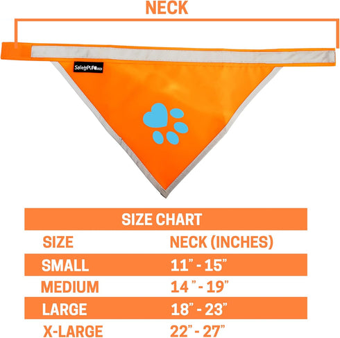 Orange Dog Bandana. Hi-Visibility Reflective Blaze Orange Velcro Bandana for Large and Small Pets. Safety Accessories for Walking, Camping, and Of...