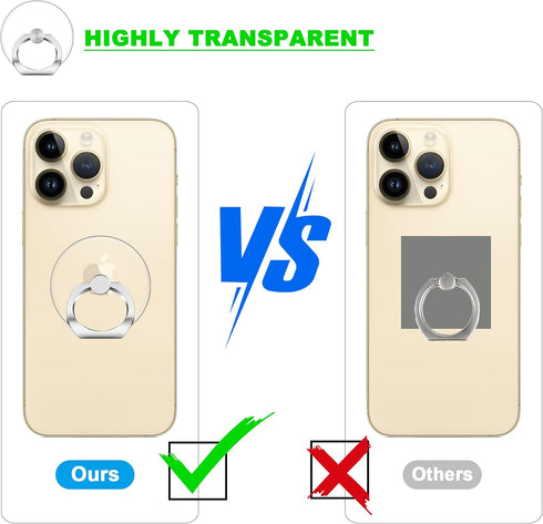 Phone Ring Holder - JCHIEN Transparent Universal Finger Grip Kickstand Cell Phone Ring Stand Holder Compatible with iPhone Samsung Smartphones 2 P...