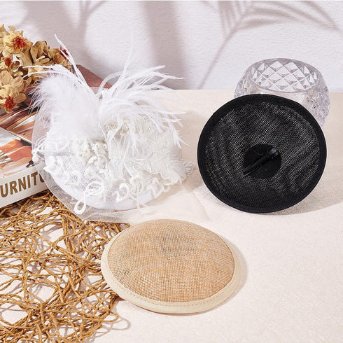 FINGERINSPIRE 3 Colors Round Hat Base with Clip 5.1 inch Diameter Polyester Sinamay Circle Hat Base Fascinator Base Millinery Women Hat Making Cra...