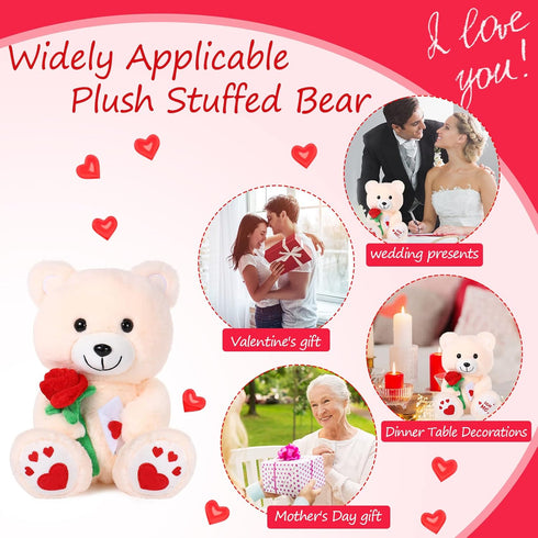 10 Inches Toy with Rose Plush Stuffed Animal Plush Valentine's Day Bear Toy Plush Puppy Dog with Heart Rose for Girlfriend, for Mother's Day Birth...