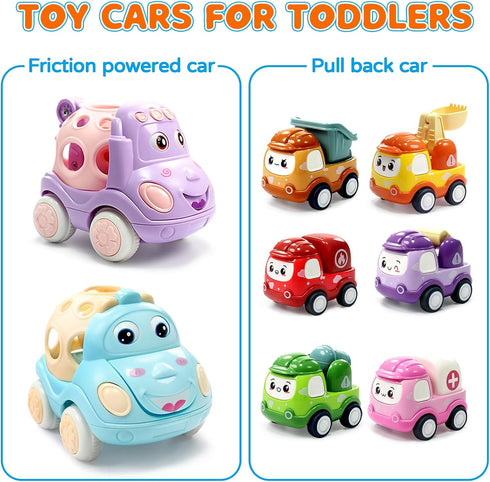 ZHENDUO BLASTER 8 Pack Mini Toy Cars for Toddlers 1-3 Pull Back Cars for Toddlers 1 2 3 4 Year Old Truck Toys Friction Powered Car Kids Boys Birth...