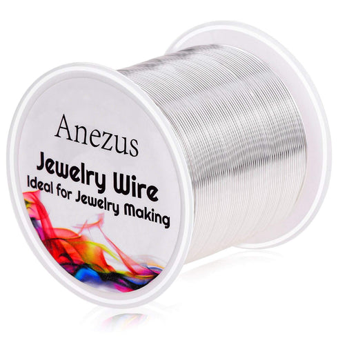 22 Gauge Jewelry Wire, Anezus Craft Wire Tarnish Resistant Copper Beading Wire for Jewelry Making Supplies and Crafting (Silver, 49 Yards/45 Meter...