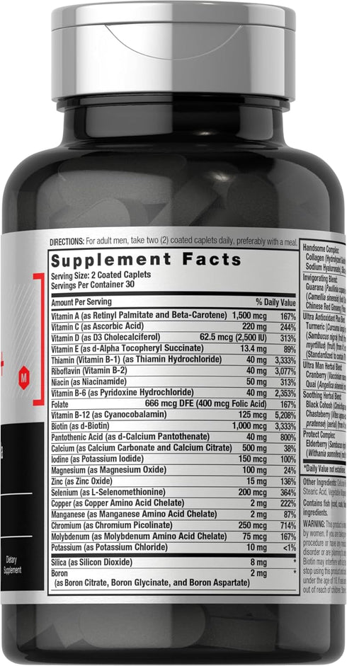 Horbaeach Men's Multivitamin 50 Plus | 60 Caplets | Non-GMO & Gluten Free Supplement...