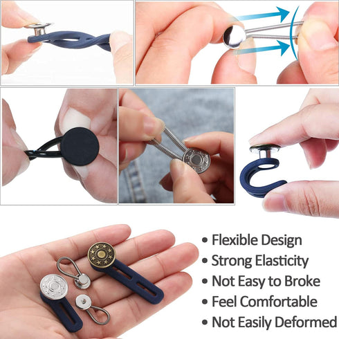 24 Pcs Extender Button Set, Flexible Adjustable Elastic Waist Extender Button, Invisible Collar Neck Extenders, No-Sew Extend Buttons for Women an...