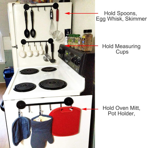 6 Hooks Magnetic Utensil Holder Untensil Rack Tool Hanger Organizer for Refrigerator, Metal Cabinet, Metal Stove, Grill, BBQ...