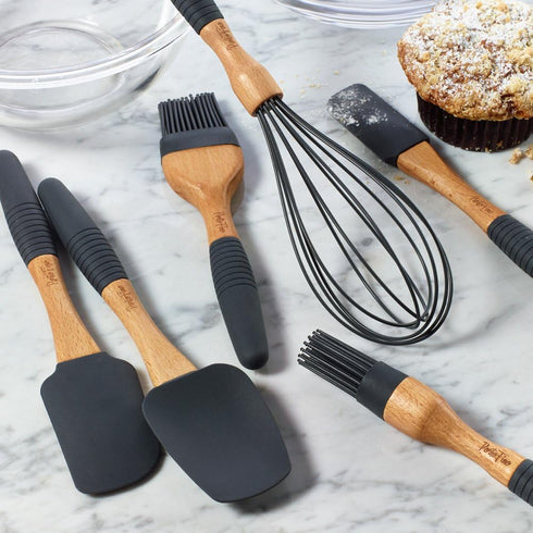 Baking Utensils Set 6 Pieces - Spatula Set for Baking - Baking Essentials 3 Spatula, 2 Pastry Brush, 1 Whisk - Spatulas Silicone Heat Resistant - ...
