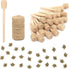 50 Pack 3 Inch Mini Wood Honey Dipper Sticks Set,Honey Stirrer Honey Wand for Honey Jar Dispense Drizzle Honey, 50 Pieces Honeybee Charm Pendants ...