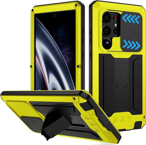 for Samsung Galaxy S23 Ultra 5G Case, Aluminum Metal Gorilla Glass Waterproof Shockproof Military Heavy Duty Sturdy Protector Cover Hard Case,with...