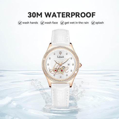 Women's Quartz Watch: Water-Resistant, Night-Luminous, High-End Ladies' Quartz Wristwatch with Calendar, Luxury Watch Gift (White+White)...