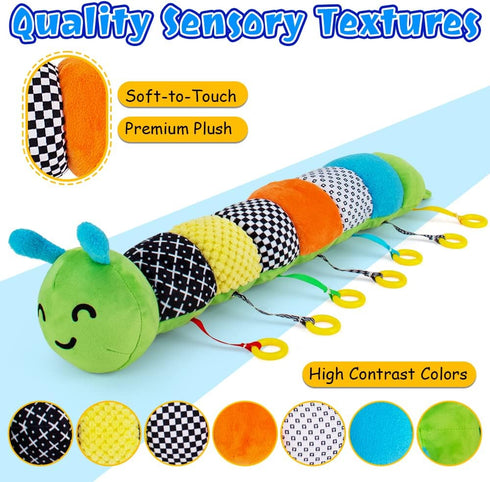 Baby Toys 6 to 12 Months,Montessori Toys for Babies 6-12 Months,Pull String Sensory Toys for 1 Year Old Boys Girls,Plush Caterpillar Learning Acti...