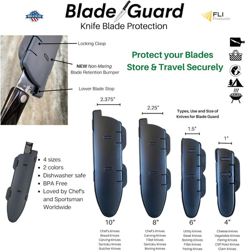 BladeGuard Knife Blade Cover Non-Slip Dishwasher Safe Sheath 10in Grey...