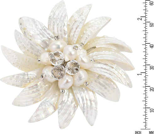AeraVida Dancing White Petals Mother of Pearl-Cultured Freshwater Pearl Pin or Brooch | Floral Accessories for Women | Handmade Floral Brooch...