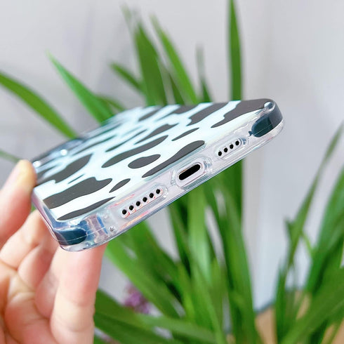 Abbery Designed for iPhone 12 Pro Max Case Cow, Cute Clear with Cow Print Pattern Design Soft Silicone TPU Sturdy Shockproof Protective Woman Girl...