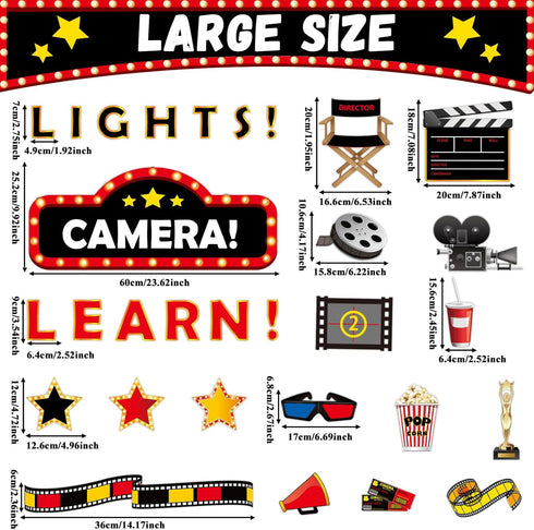 Movie Night Bulletin Board Classroom Decoration Set Motivational Movie Theme Hollywood Bulletin Boarders Movie Star Cutouts for Classroom Chalkboa...