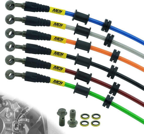 Motorcycle Hydraulic Brake Oil Hose - 28 28 Degree M10 Braided Steel Brake Clutch Oil Line Pipe for Dirt Bike Enduro Motocross Black 1100mm/43.31"...
