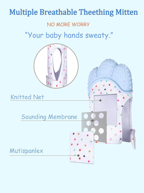 Giftty Teething Mitten Chew Mitt Baby Teether Glove - Self Soothing Teether, Teething Pain Relief Soothing Toy, Prevent Scratches - For 0-6 Months...