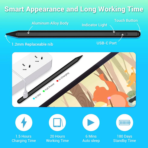 Stylus Pen for Apple Ipad Pencil - Stylus for Ipad Mini 6th 5th Generation Palm Rejection Pen for Ipad 2018-2022 Apple iPad 9th 8th 7th 6th Gen Ip...