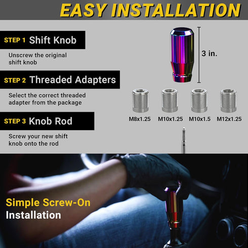 Neo Chrome Manual Gear Shift Knob | Automatic Buttonless Shifter Knobs | Gear Stick Shift Knobs | Gear Shifter Knob Manual 6 Speed 5 Speed Car...