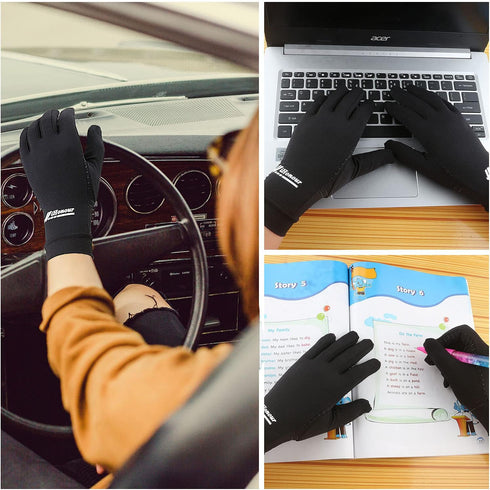 2-Pairs Pack Copper Full Finger Compression Gloves, Copper Arthritis Gloves for Women & Men Relieve Pain from Arthritis Pain, Swelling and Rheumat...