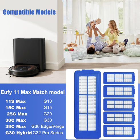 6 Pcs Replacement HEPA Filters for Eufy 11S Max 15C Max, 30C Max,39C Max,G30 Edge, G30 Hybrid Vacuum Cleaner Spare Filters Sets...