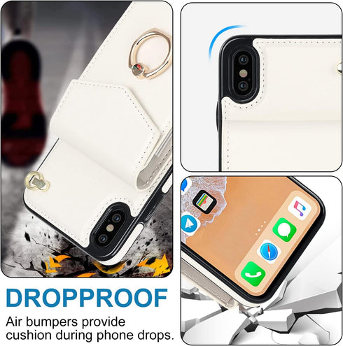 Asuwish Phone Case for iPhone Xs X 10 10s Wallet Cover with Tempered Glass Screen Protector and RFID Blocking Ring Card Holder Cell iPhoneX iPhone...