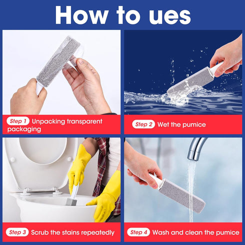 AZEN 5 Pack Pumice Stone for Cleaning, Pumie Scouring Stick with Handle, Pumice Stone Toilet Bowl Cleaner, Pumice Stone Hard Water Stain Remover f...
