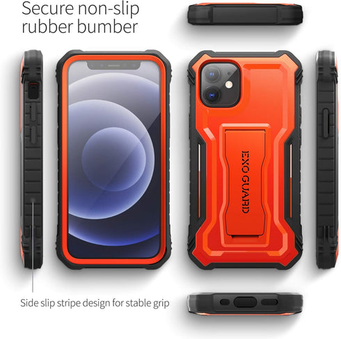 ExoGuard Compatible with iPhone 12 Mini Case, Rubber Shockproof Full-Body Cover Case Built-in Screen Protector with Kickstand for iPhone 12 Mini 5...