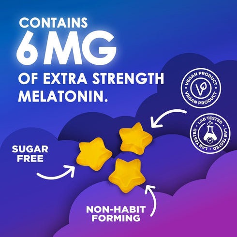 Sugar Free Sleep Gummies for Adults - Extra Strength 6mg Melatonin Gummy, Natural Sleeping Gummy for Adults, Kids, Orange Flavored, Vegan, Non-GMO...