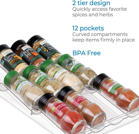 iDesign Linus Spice Rack, Drawer Organizer for Kitchen Storage - Clear...