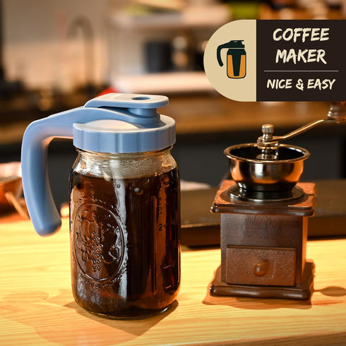 Cold Brew Coffee Maker Filter For 32oz/1Quart Wide Mouth Mason Jars 304 Stainless Steel Mesh Filter with Silicone Seals to Make Iced Coffee & Sun ...