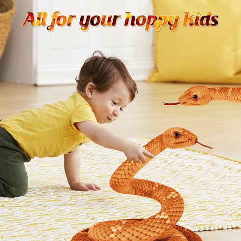 Snake Plush, Stuffed Snake Animal, 71 in Large Toy Snakes for Kids, Giant Stuffed Animals Snake, Lifelike Plush Snake for Birthday Present Party P...