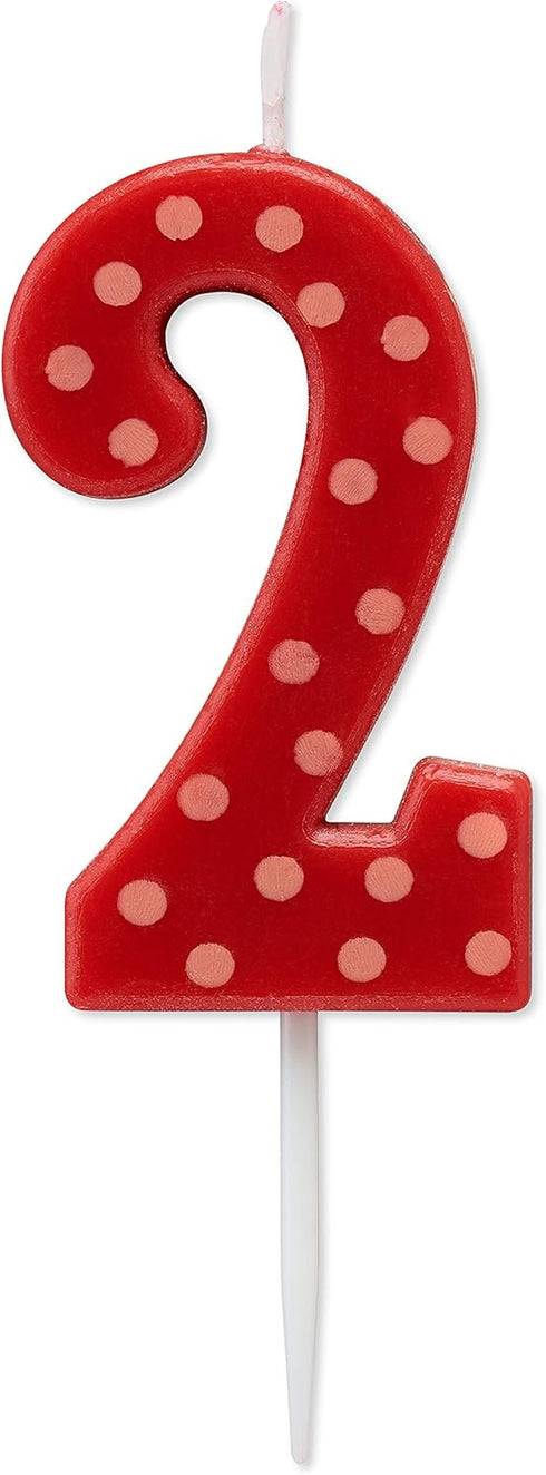 Papyrus Number 2 Birthday Candle, Red Polka Dots (1-Count)...