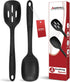 Silicone Cooking Spoon Set, Premium Non-Stick Solid and Slotted Spoon Pack of 2 Kitchen Basting Spoons for Cooking, Large Heat-Resistant Utensils ...