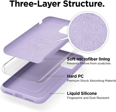 elago Compatible with iPhone 11 Case, Liquid Silicone Case, Full Body Protective Cover, Anti-Scratch Soft Microfiber Lining, 6.1 inch (Lavender)...