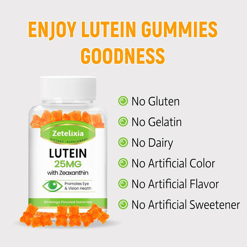 Lutein Gummies 25mg - Eye Vitamins Lutein & Zeaxanthin Eye Health Supplements for Adults,Sugar Free Eye Health Gummies Supplement - Support Vision...