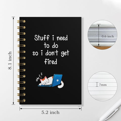 Cat Notebook, Cat Journal - Cat Gift Journal, Cat Office Supplies Spiral Notebook, Funny Notebooks for Work, Black Spiral Notebook, 5.5x8.3 Inches...
