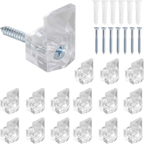 24 Sets of Mirror Holder Clips Kit, Clear Plastic Mirror Mounting Clip Glass Retainer Clips Mirror Hanging Hardware with Screws for Fixing Mirror ...
