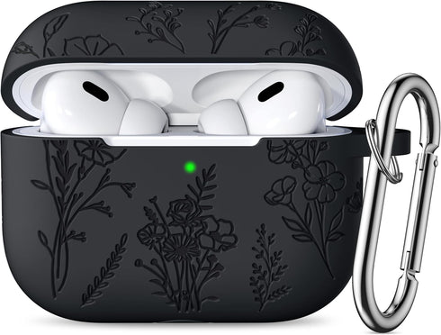 Compatible with Airpods Pro 2nd Generation Case, Compatible with Airpod Pro Case, Flower Engraved Case Compatible with Airpods Pro 2 Case, Soft Si...